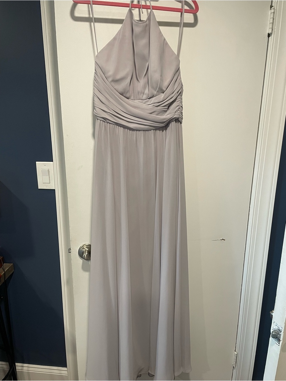 Amsale Jayla Long Chiffon Gown in Dove